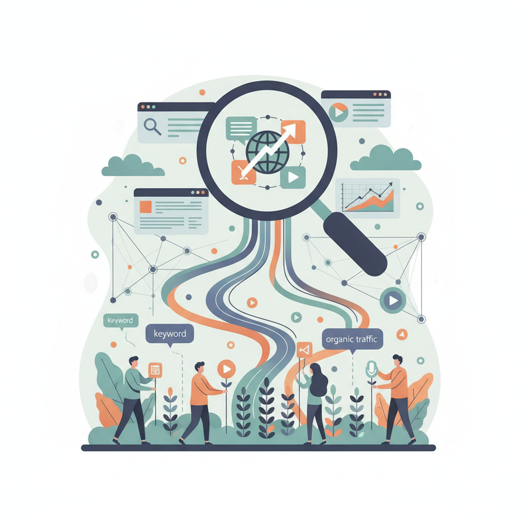Illustration representing content marketing for SEO: Create SEO-Optimized Content | Drive Organic Traffic & Engagement
